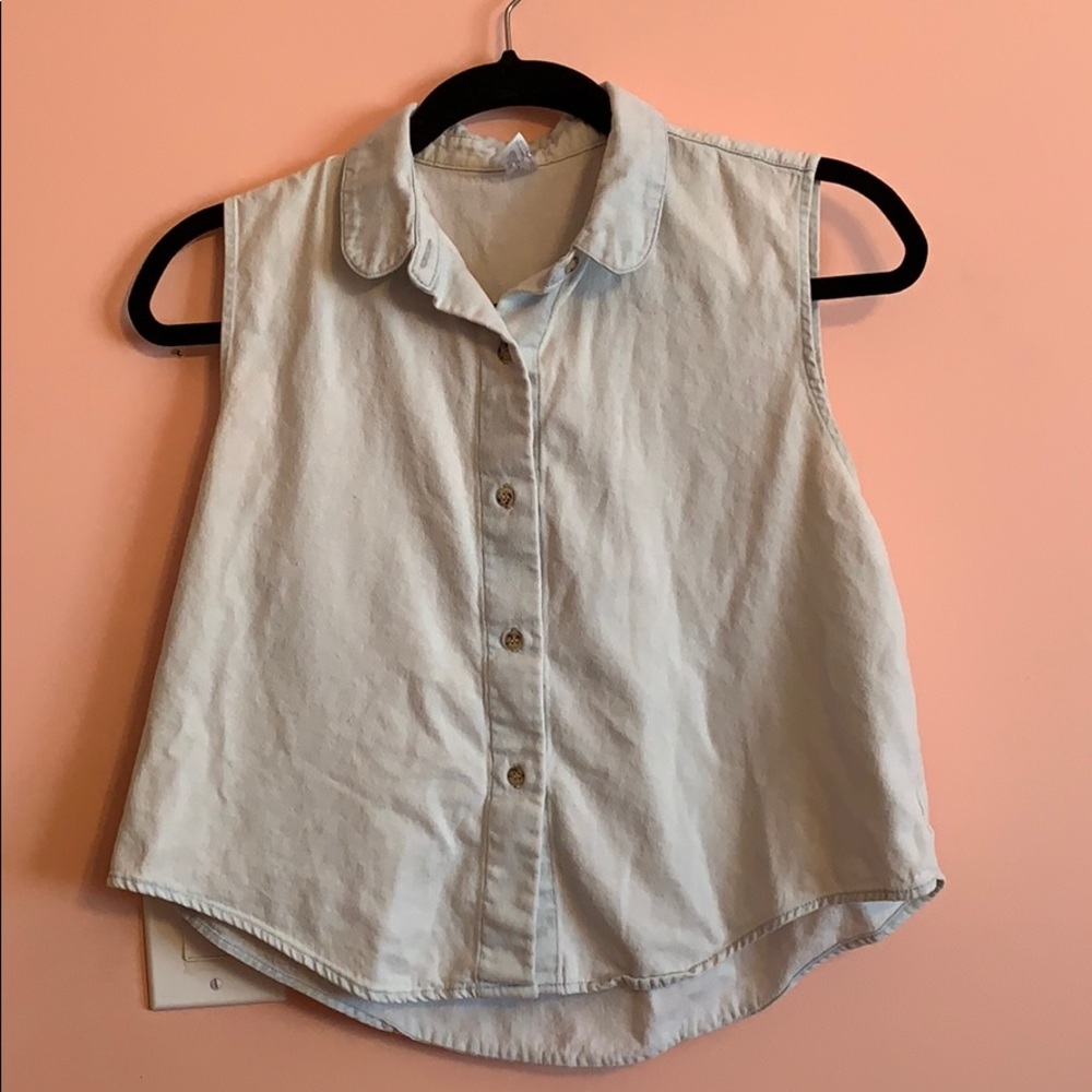 American Apparel Denim Collared Crop Top